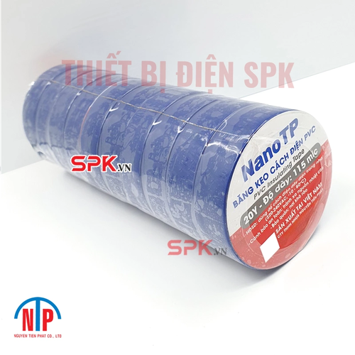 Băng Keo Cách Điện PVC NanoTP Tiến Phát 20Y 115 Mic - Cây 10 Cuộn
