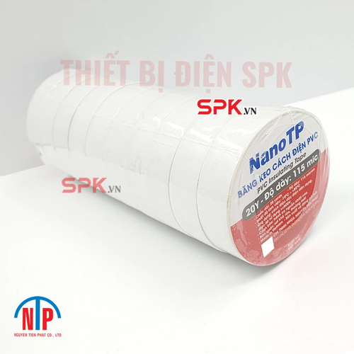 Băng Keo Cách Điện PVC NanoTP Tiến Phát 20Y 115 Mic - Cây 10 Cuộn