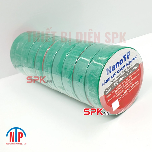 Băng Keo Cách Điện PVC NanoTP Tiến Phát 20Y 115 Mic - Cây 10 Cuộn