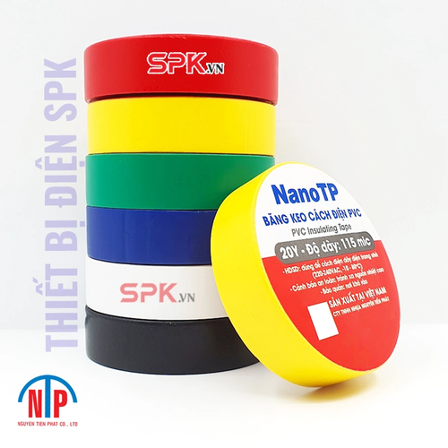 Băng Keo Cách Điện PVC NanoTP Tiến Phát 20Y 115 Mic - Cây 10 Cuộn
