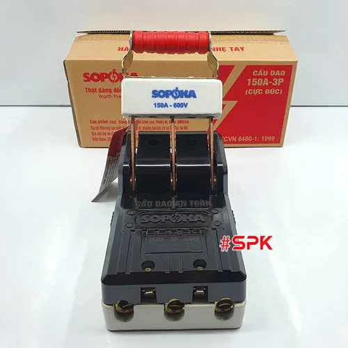 Cầu Dao Đế Sứ 3 Pha 3P 150A 600V Màu Đen D17 SOPOKA