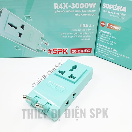Ổ Chia Điện 4 Lỗ Dẹp Cổ Xoay 3000W 13A R4X-3000W SOPOKA