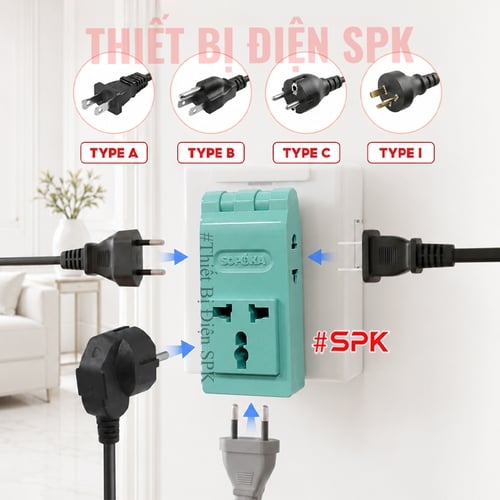 Ổ Chia Điện 4 Lỗ Dẹp Cổ Xoay 3000W 13A R4X-3000W SOPOKA