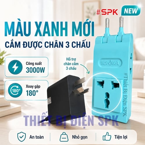 Ổ Chia Điện 4 Lỗ Dẹp Cổ Xoay 3000W 13A R4X-3000W SOPOKA