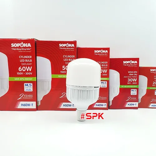 Bóng Đèn Led Hình Trụ Sáng Trắng Dòng H SOPOKA