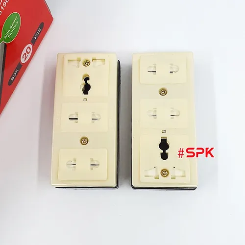 SOPOKA Ổ Cắm Điện 3 Lỗ Gắn Táp Lô T32N Có Nắp Che An Toàn 2200W