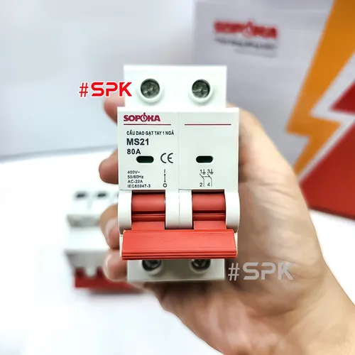 SOPOKA Cầu Dao Gạt Tay 1 Ngã 2P MS21 (15A–80A)
