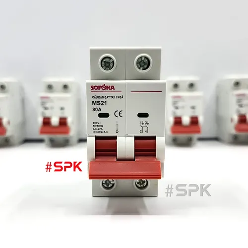 SOPOKA Cầu Dao Gạt Tay 1 Ngã 2P MS21 (15A–80A)
