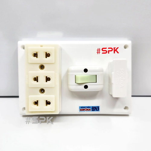 Bảng Điện Táp Lô 1 Công Tắc 3 Ổ Cắm Có Cầu Chì BN3 SOPOKA