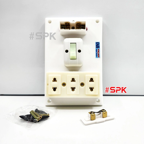 Bảng Điện Táp Lô 1 Công Tắc 3 Ổ Cắm Có Cầu Chì BN3 SOPOKA