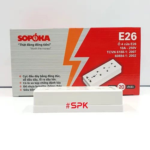 Ổ Cắm Điện 4 Lỗ Gắn Tường Gắn Táp Lô E26 SOPOKA