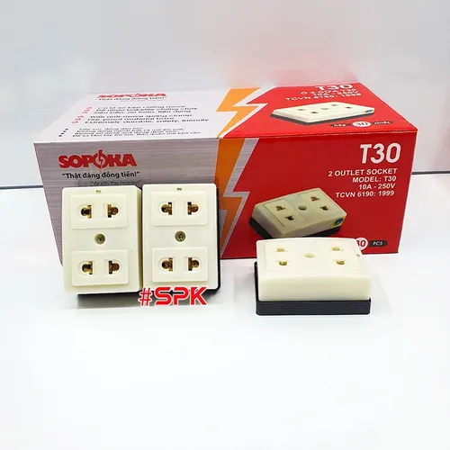 SOPOKA Ổ Cắm Điện 2 Lỗ Gắn Táp Lô T30 2200W