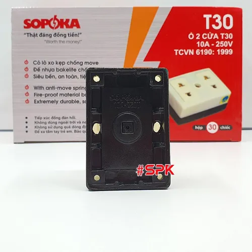 SOPOKA Ổ Cắm Điện 2 Lỗ Gắn Táp Lô T30 2200W