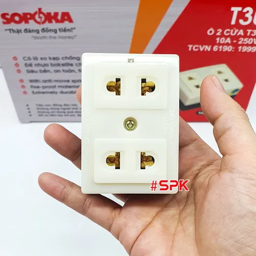 SOPOKA Ổ Cắm Điện 2 Lỗ Gắn Táp Lô T30 2200W