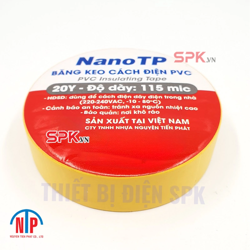 Băng Keo Cách Điện PVC NanoTP 600V 115 Mic 20Y BKĐ115-20Y Tiến Phát
