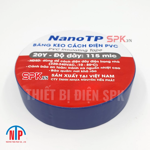 Băng Keo Cách Điện PVC NanoTP 600V 115 Mic 20Y BKĐ115-20Y Tiến Phát