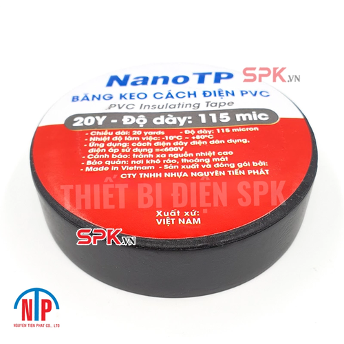 Băng Keo Cách Điện PVC NanoTP 600V 115 Mic 20Y BKĐ115-20Y Tiến Phát