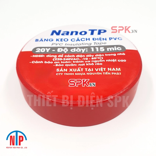 Băng Keo Cách Điện PVC NanoTP 600V 115 Mic 20Y BKĐ115-20Y Tiến Phát