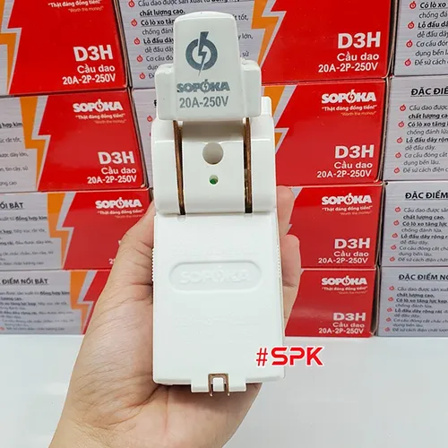 Cầu Dao Đế Sứ 1 Pha 20A-2P Màu Trắng D3H SOPOKA