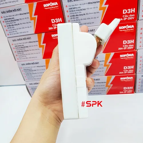 Cầu Dao Đế Sứ 1 Pha 20A-2P Màu Trắng D3H SOPOKA