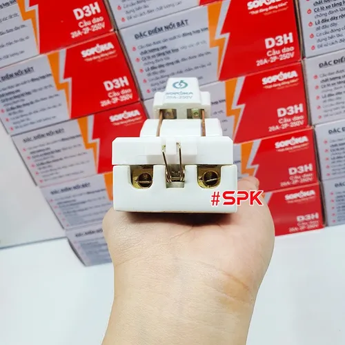 Cầu Dao Đế Sứ 1 Pha 20A-2P Màu Trắng D3H SOPOKA