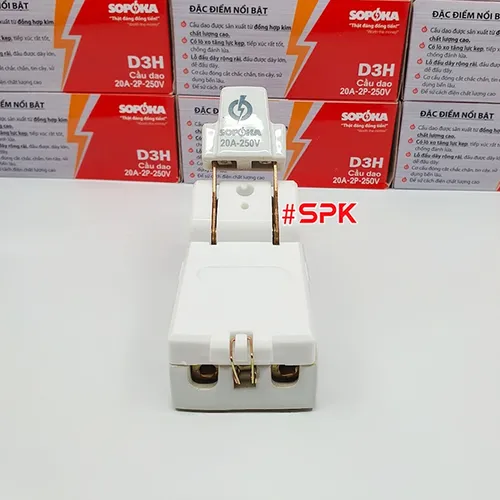 Cầu Dao Đế Sứ 1 Pha 20A-2P Màu Trắng D3H SOPOKA