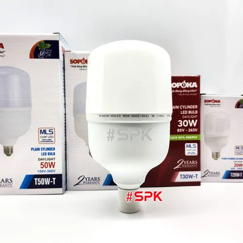 Bóng Đèn Led Hình Trụ Trơn Sáng Trắng Dòng T SOPOKA