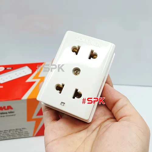 Ổ Cắm Điện 2 Lỗ Gắn Tường Gắn Táp Lô E12 SOPOKA