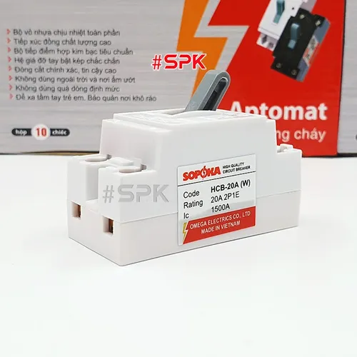 Aptomat CB Cóc 1 Pha HCB SOPOKA Màu Trắng