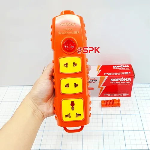 Ổ Cắm Điện 3 Lỗ 6000W Không Dây Có Nút Nguồn P6000W2+ SOPOKA