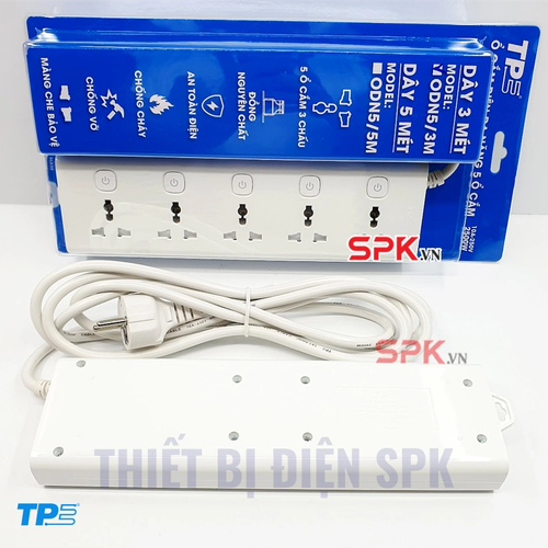 Ổ Cắm Điện 5 Lỗ 3 Chấu 5 Công Tắc Có Đèn Báo TPE Tiến Phát