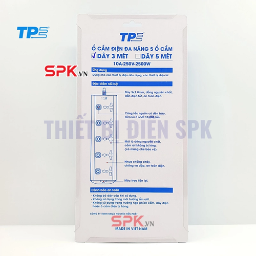 Ổ Cắm Điện 5 Lỗ 3 Chấu 5 Công Tắc Có Đèn Báo TPE Tiến Phát