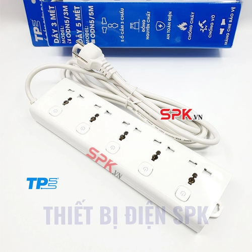 Ổ Cắm Điện 5 Lỗ 3 Chấu 5 Công Tắc Có Đèn Báo TPE Tiến Phát