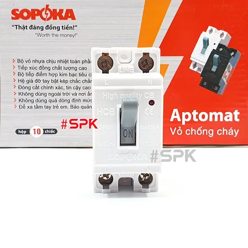 Aptomat CB Cóc 1 Pha HCB SOPOKA Màu Trắng