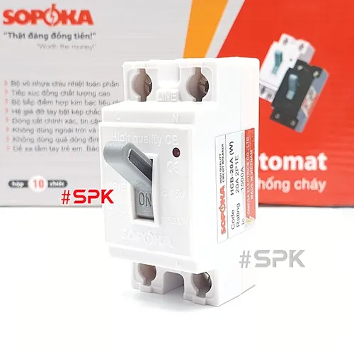 Aptomat CB Cóc 1 Pha HCB SOPOKA Màu Trắng