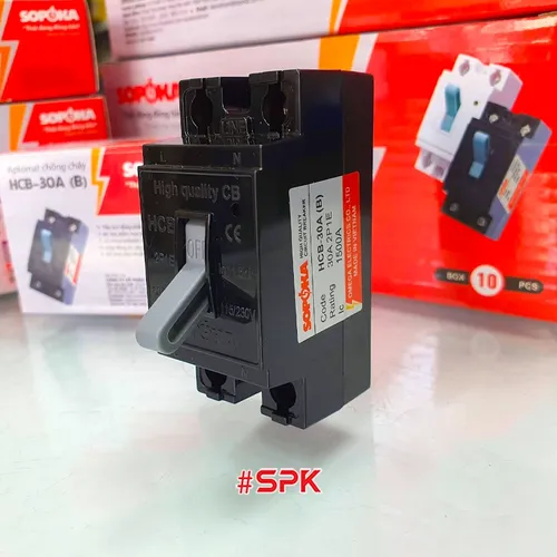 Aptomat CB Cóc 1 Pha HCB SOPOKA Màu Đen