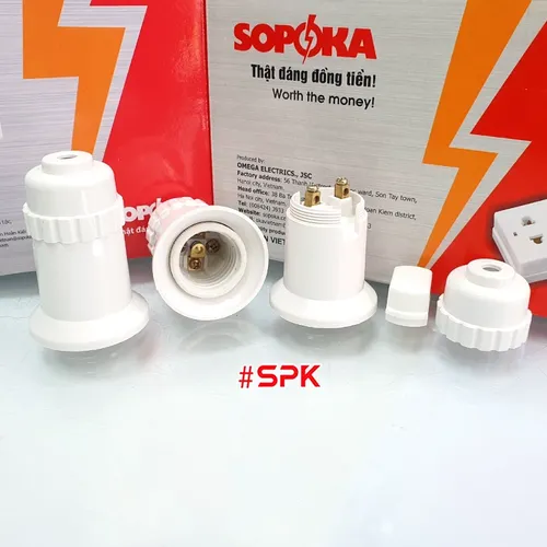 Đui Đèn Lõi Sứ Chịu Nhiệt Chịu Bão Ren Xoáy E27 ĐB500W SOPOKA