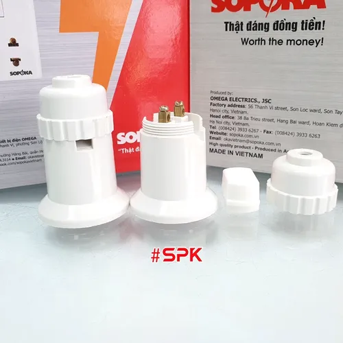 Đui Đèn Lõi Sứ Chịu Nhiệt Chịu Bão Ren Xoáy E27 ĐB500W SOPOKA