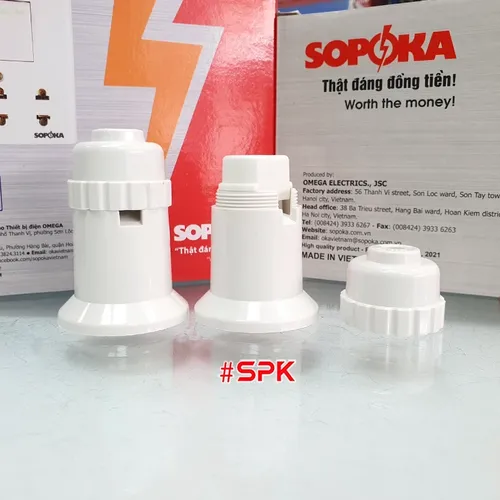 Đui Đèn Lõi Sứ Chịu Nhiệt Chịu Bão Ren Xoáy E27 ĐB500W SOPOKA