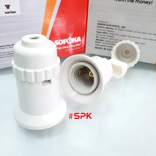 Đui Đèn Lõi Sứ Chịu Nhiệt Chịu Bão Ren Xoáy E27 ĐB500W SOPOKA