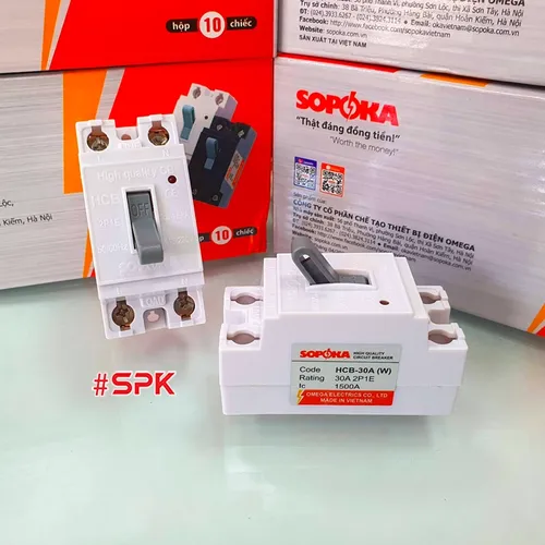 Aptomat CB Cóc 1 Pha HCB SOPOKA Màu Trắng