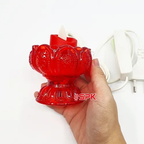 Cốc Nến Thờ Đèn Thờ Hoa Sen Thân Thấp HS01 SOPOKA - Hồng Ngọc