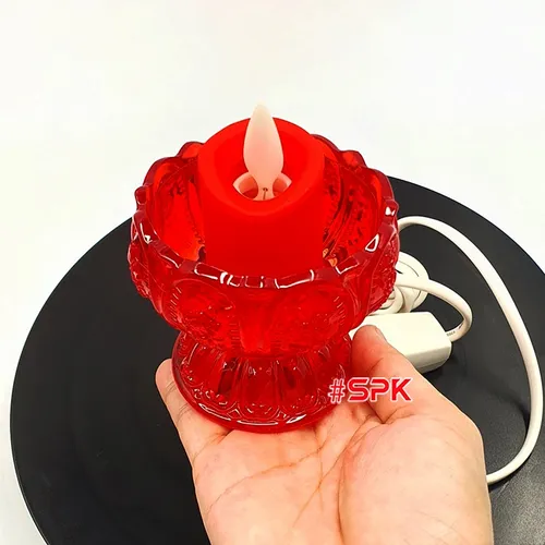 Cốc Nến Thờ Đèn Thờ Hoa Sen Thân Thấp HS01 SOPOKA - Hồng Ngọc