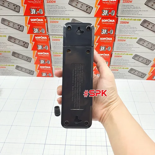 Ổ Cắm Điện 3 Lỗ 2200W Lõi Sứ Chống Cháy Không Dây 3K-0 SOPOKA