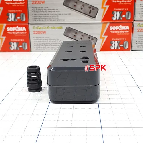 Ổ Cắm Điện 3 Lỗ 2200W Lõi Sứ Chống Cháy Không Dây 3K-0 SOPOKA