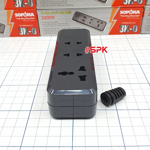 Ổ Cắm Điện 3 Lỗ 2200W Lõi Sứ Chống Cháy Không Dây 3K-0 SOPOKA