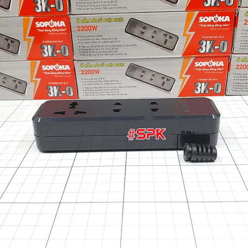 Ổ Cắm Điện 3 Lỗ 2200W Lõi Sứ Chống Cháy Không Dây 3K-0 SOPOKA