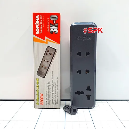 Ổ Cắm Điện 3 Lỗ 2200W Lõi Sứ Chống Cháy Không Dây 3K-0 SOPOKA