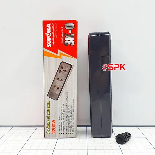 Ổ Cắm Điện 3 Lỗ 2200W Lõi Sứ Chống Cháy Không Dây 3K-0 SOPOKA