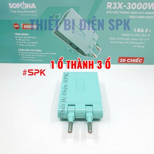 Ổ Chia Điện 3 Ngõ Dẹp Cổ Xoay 3000W 13A-220V R3X-3000W SOPOKA